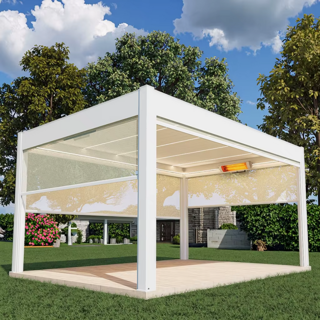 Gazebo de pergola en aluminium de qualit&eacute; sup&eacute;rieure avec toit rigide pour patio ext&eacute;rieur et jardin